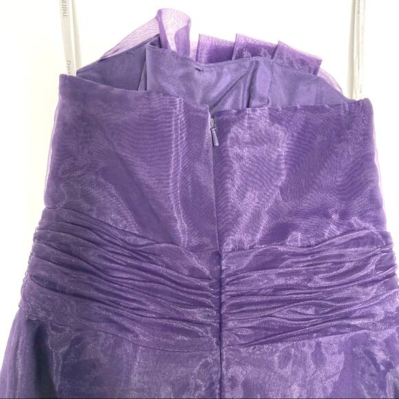 NWT David’s Bridal Wms 2 Strapless Purple Lapis Organza Dress Formal Bridesmaid - Picture 8 of 14
